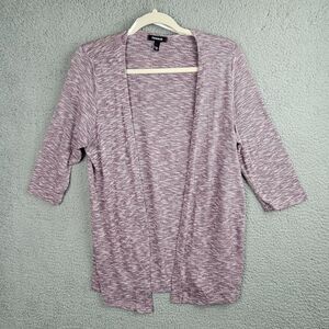 Torrid Cardigan Sweater Womens M Purple Slub Rolled Trim High Low Hem Heathered